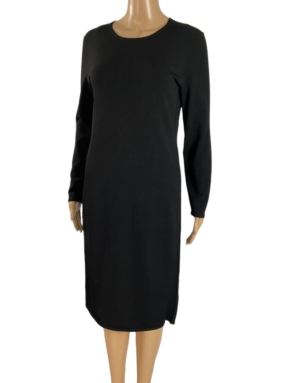 VINCE Black Long Sleeve Knit Midi Dress Size Medium